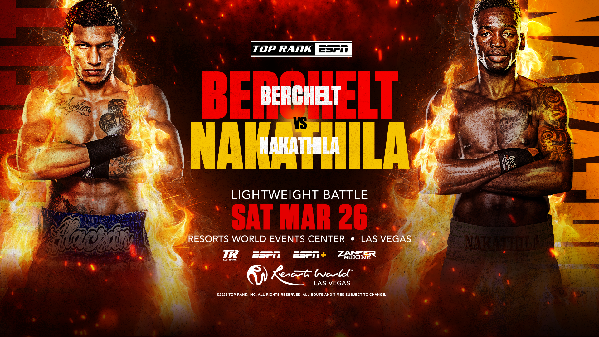 March 26 Miguel Berchelt-Jeremiah Nakathila Lightweight Battle Headlines Debut Fight Night at Resorts World Las Vegas LIVE on ESPN