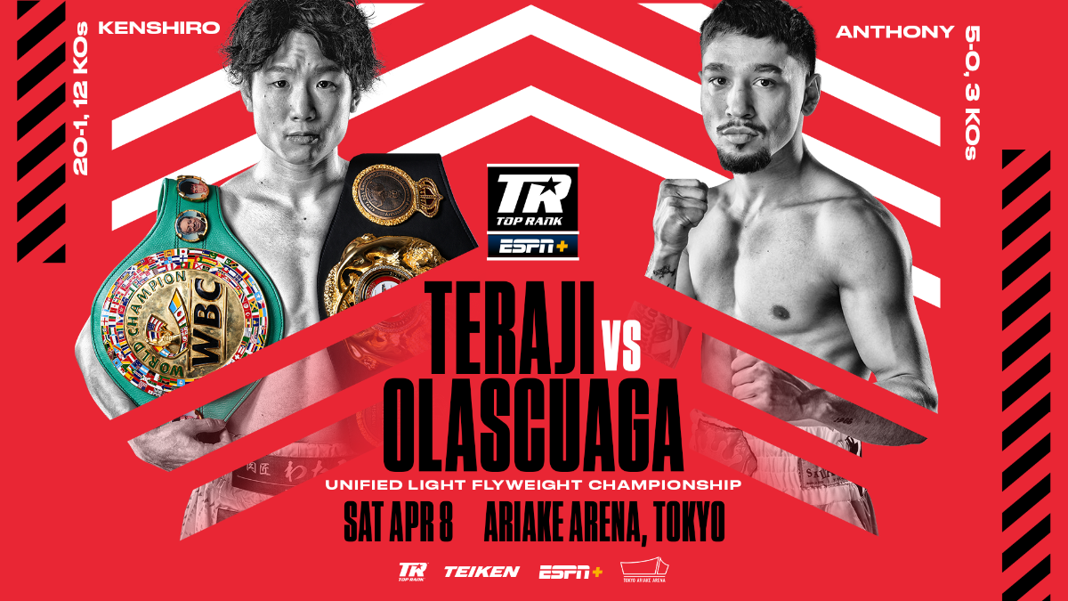 April 8 Kenshiro Teraji-Anthony Olascuaga Light Flyweight Title Showdown and Tenshin Nasukawas Pro Boxing Debut to Stream LIVE on ESPN+